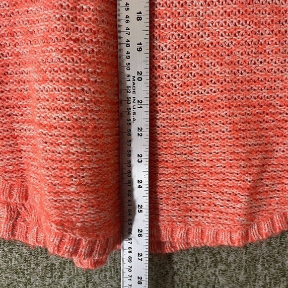 American Eagle Sweater Womens Medium Neon Orange Open Knit V Neck Tunic College - Picture 9 of 11